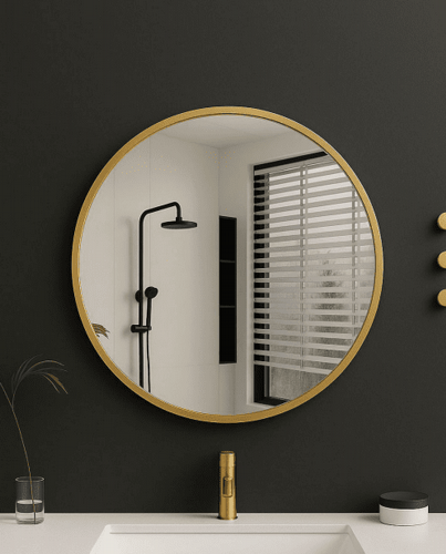 מראה עגולה מסגרת זהב מט קוטר 60 ס”מ